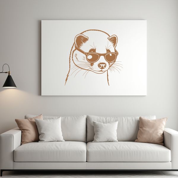 A ferret wearing sunglasses in a simple vector illustration.