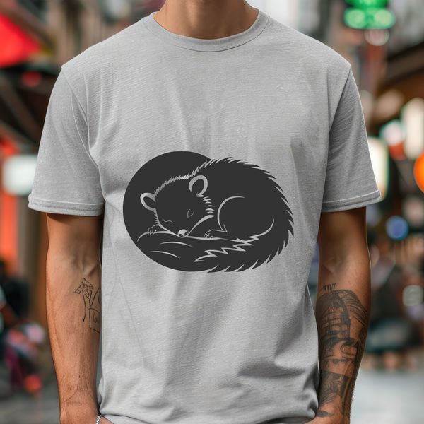 A simple illustration of a nocturnal marsupial resting on its back, showcasing its distinctive features.
