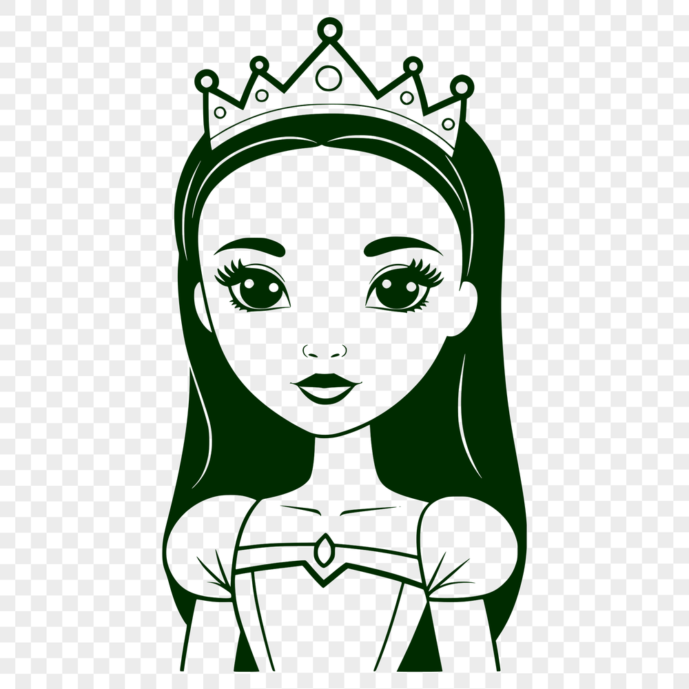 Beautiful Girl in a Tiara Clip Art A vector graphic representation of a girl dressed as a royal princess, suitable for various applications.
