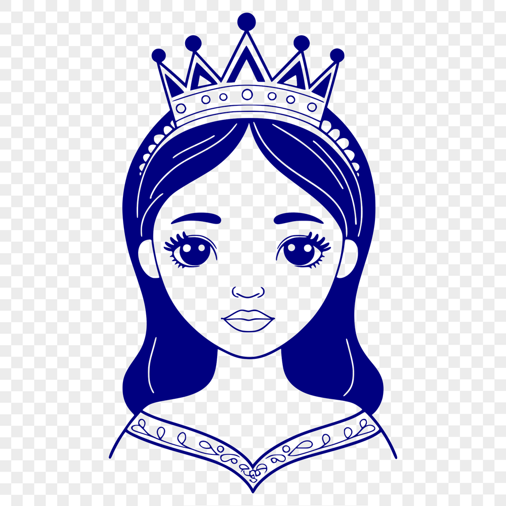 Young Princess Silhouette Design A young female princess standing in a regal pose, depicted as a vector design illustration.