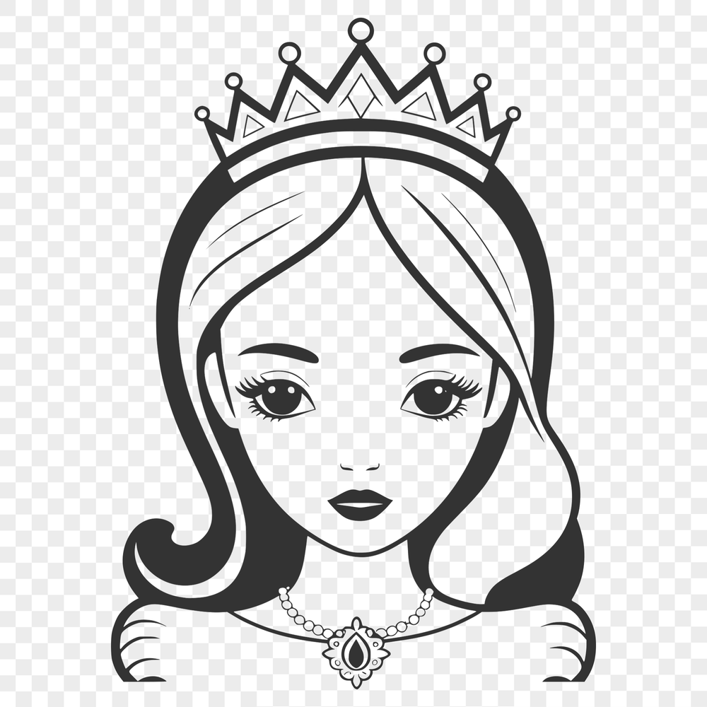 Beautiful Princess Clip Art SVG A young female princess depicted in a royal setting, suitable for use as clip art in digital design.