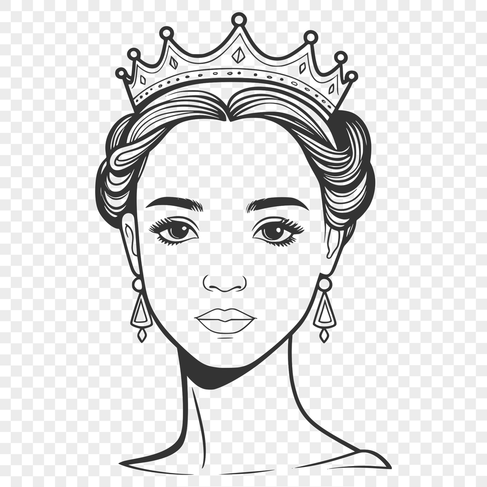 Free Princess Illustration Download A young female princess in royal attire, designed as a vector graphic.