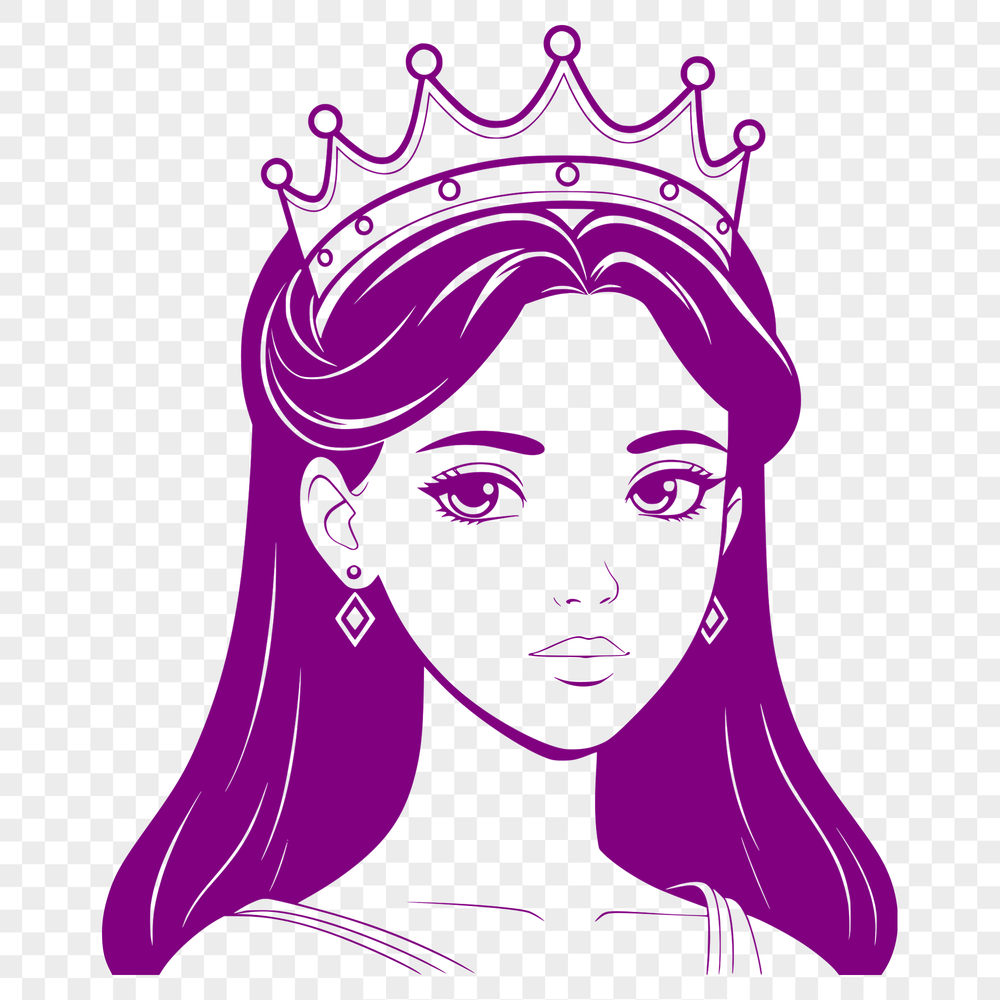 Female princess character created as an editable vector image in SVG format.