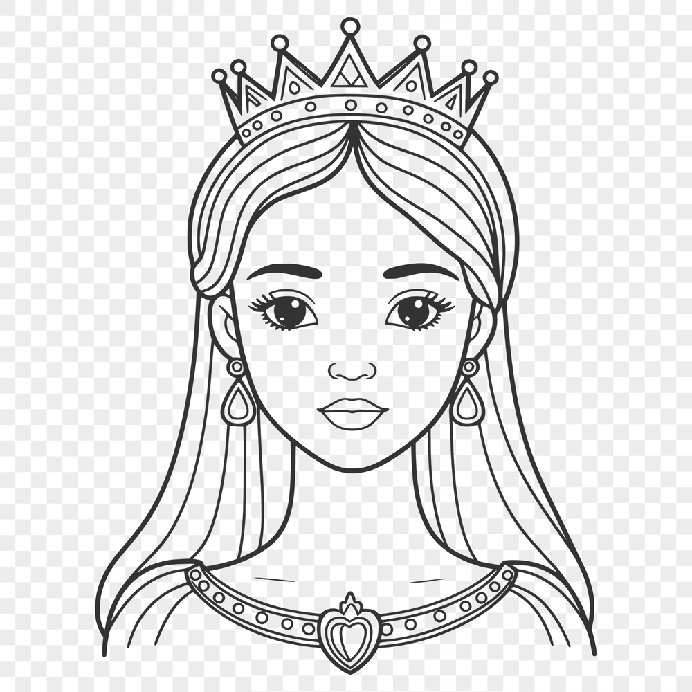 A digital illustration of a young female princess in a formal dress.