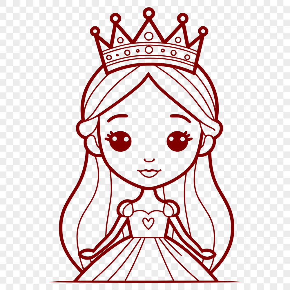 Royal Female SVG Illustration A digitally rendered female character, designed for various applications including craft projects and digital designs.