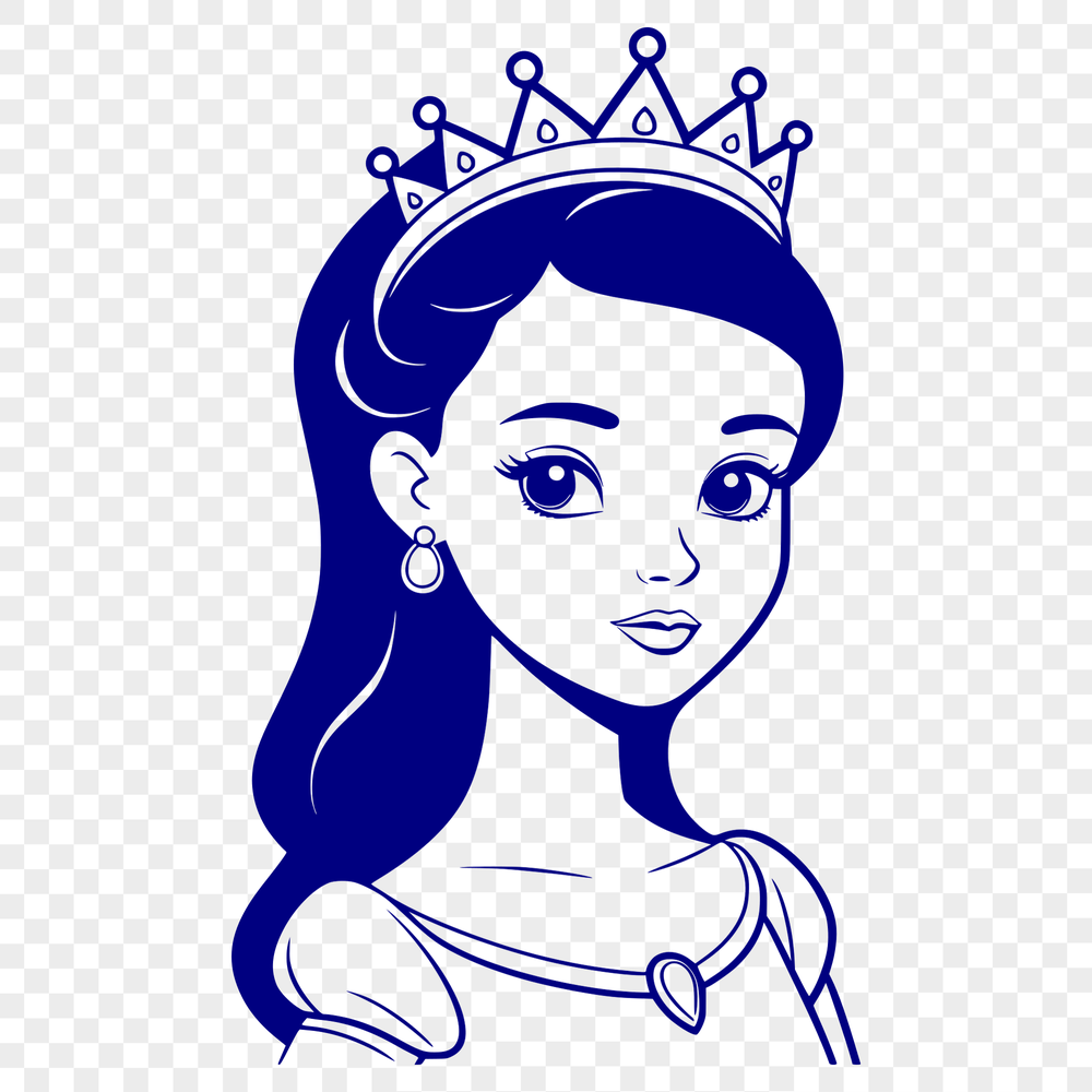 A royalty-inspired illustration of a young female in a traditional princess attire.