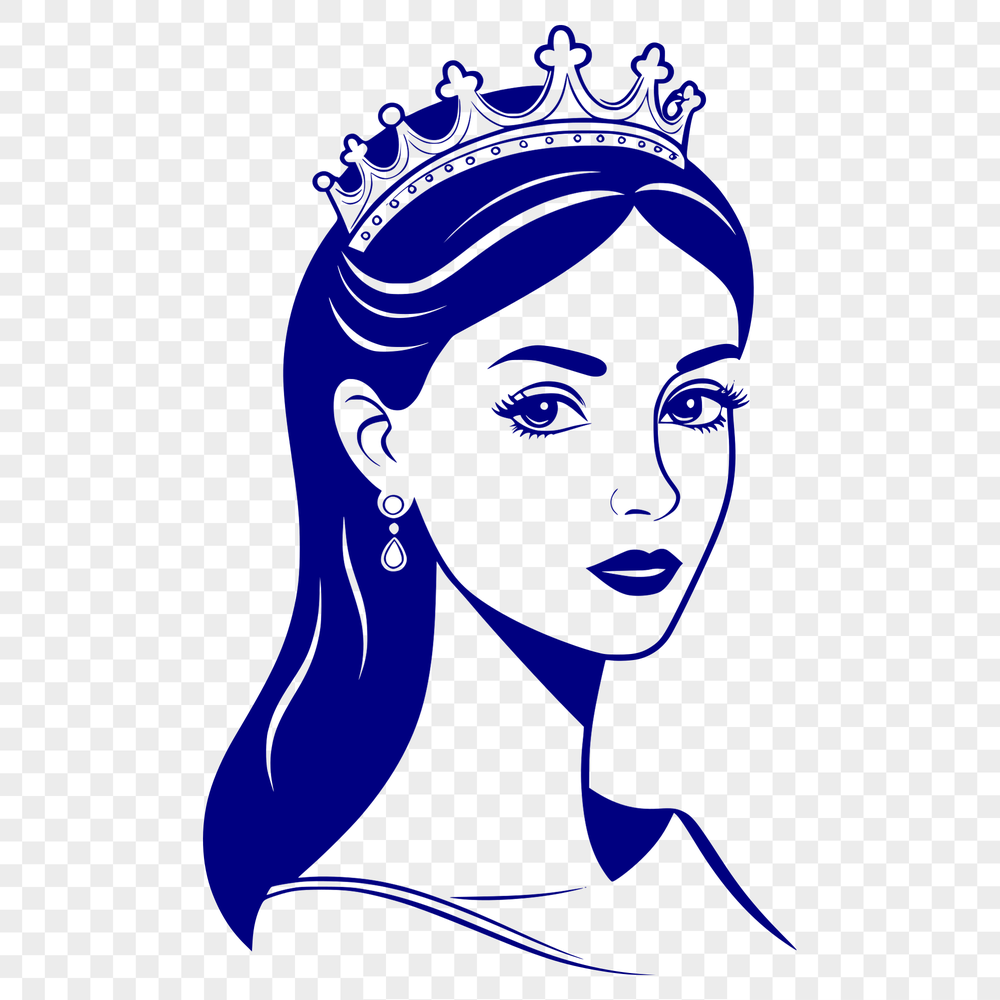 A digital illustration of a female character in royal attire.