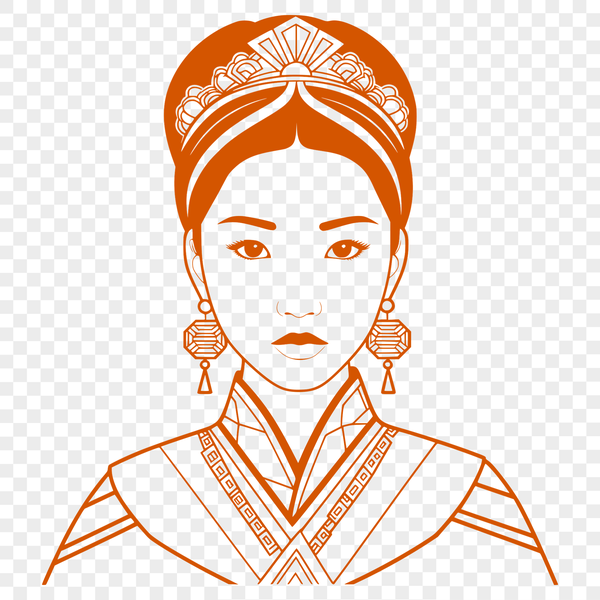 Beautiful Female Figure in Royal Attire A young female figure dressed in royal attire, suitable for vector design and clip art applications.