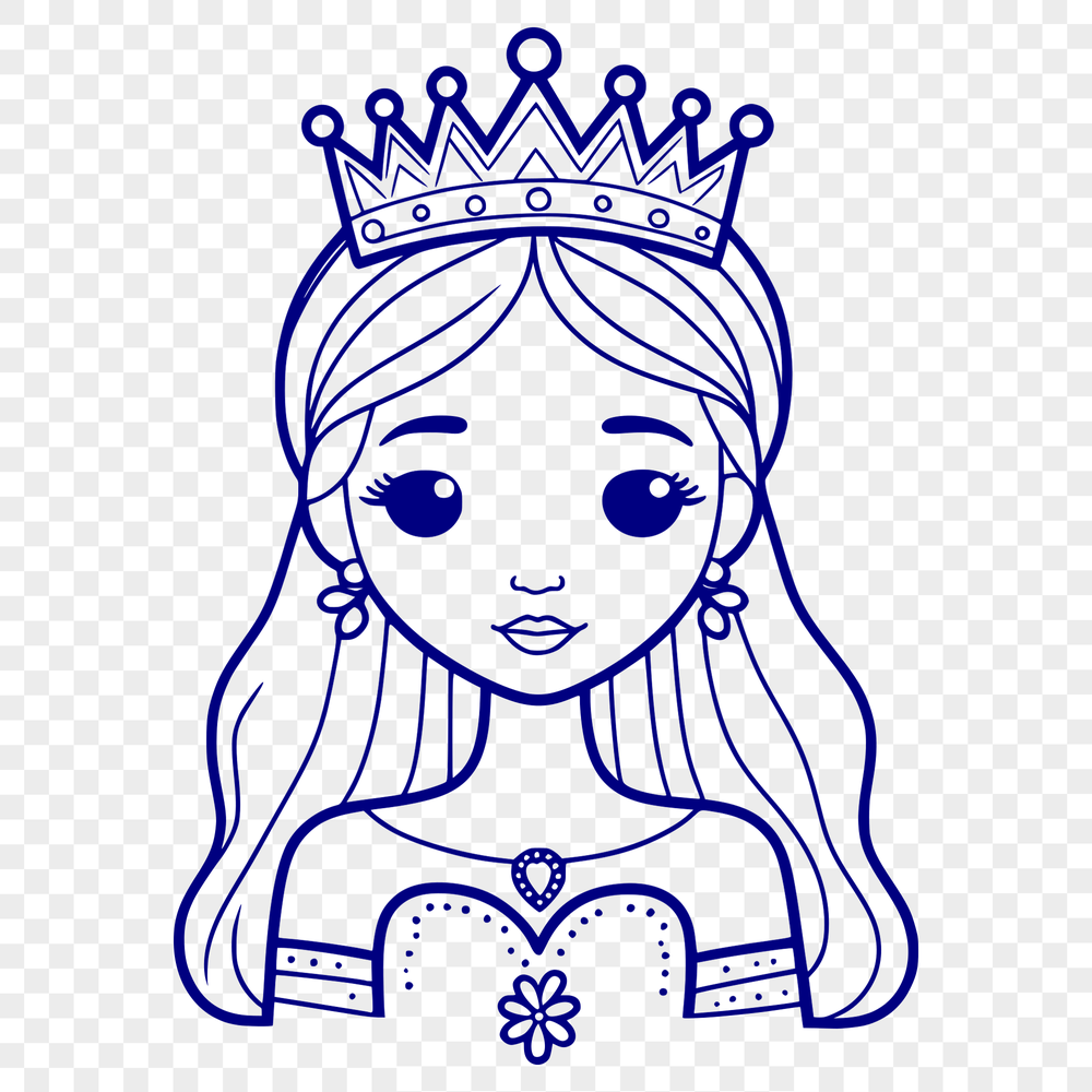 A young girl dressed as a princess in a medieval-inspired outfit, suitable for clip art and vector design.