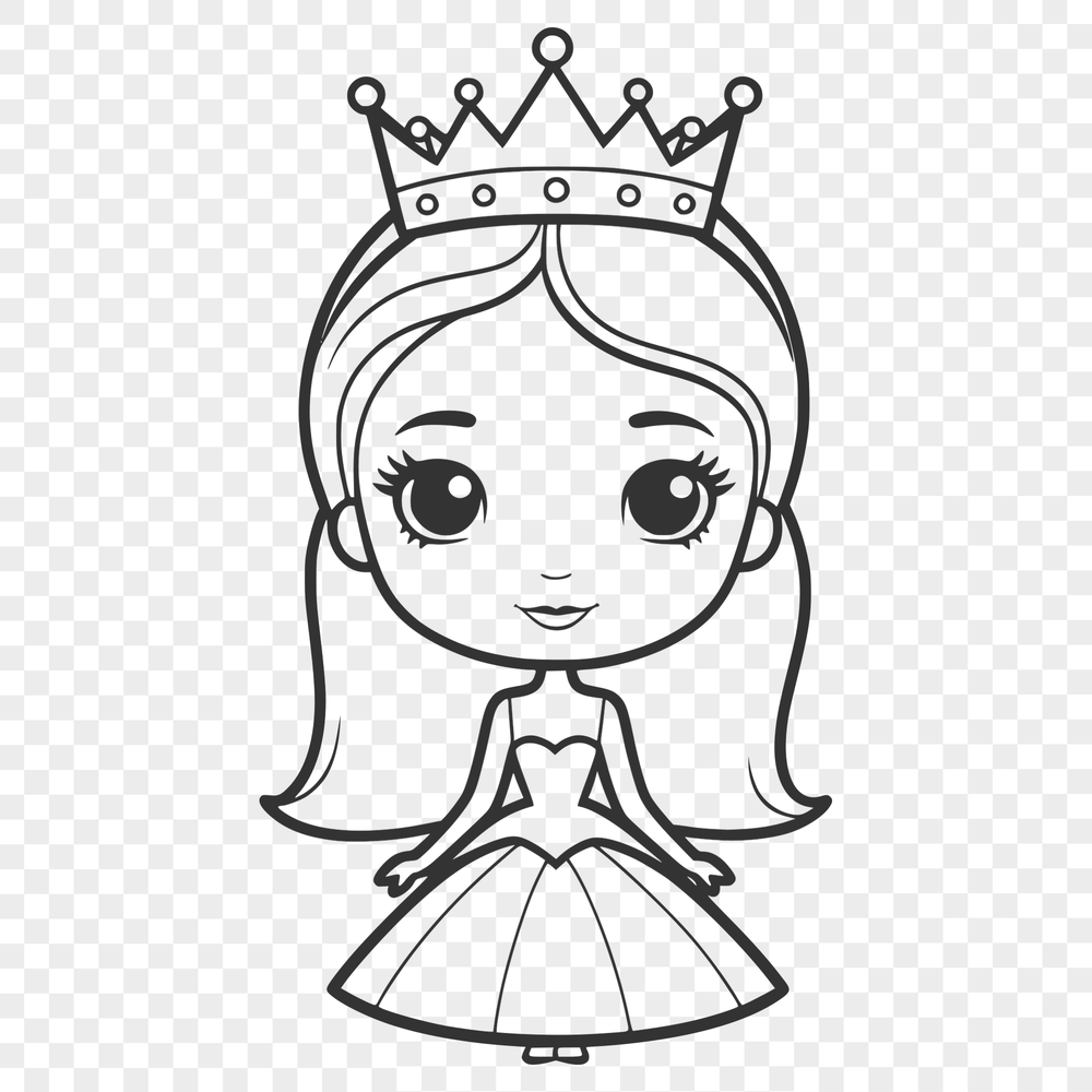 A digital illustration of a female princess in various poses, suitable for vector design and cutting machine projects.