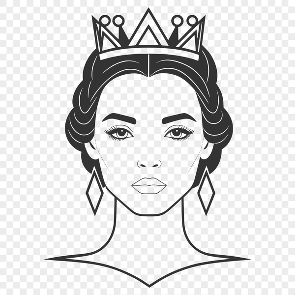 Illustrative portrait of a female princess in regal attire, designed as vector art for digital use.
