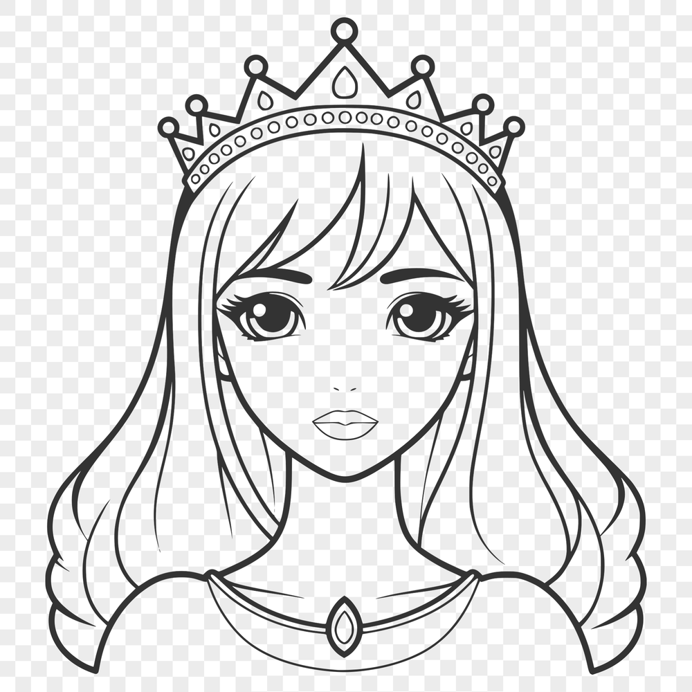 A young female character dressed as a princess, suitable for vector art projects.