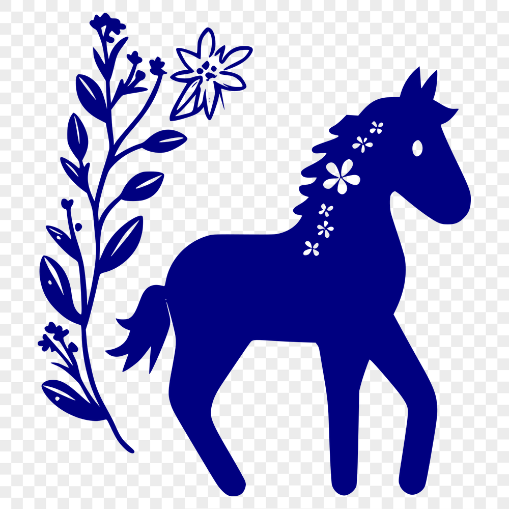 Floral Horse In DXF For Free Download