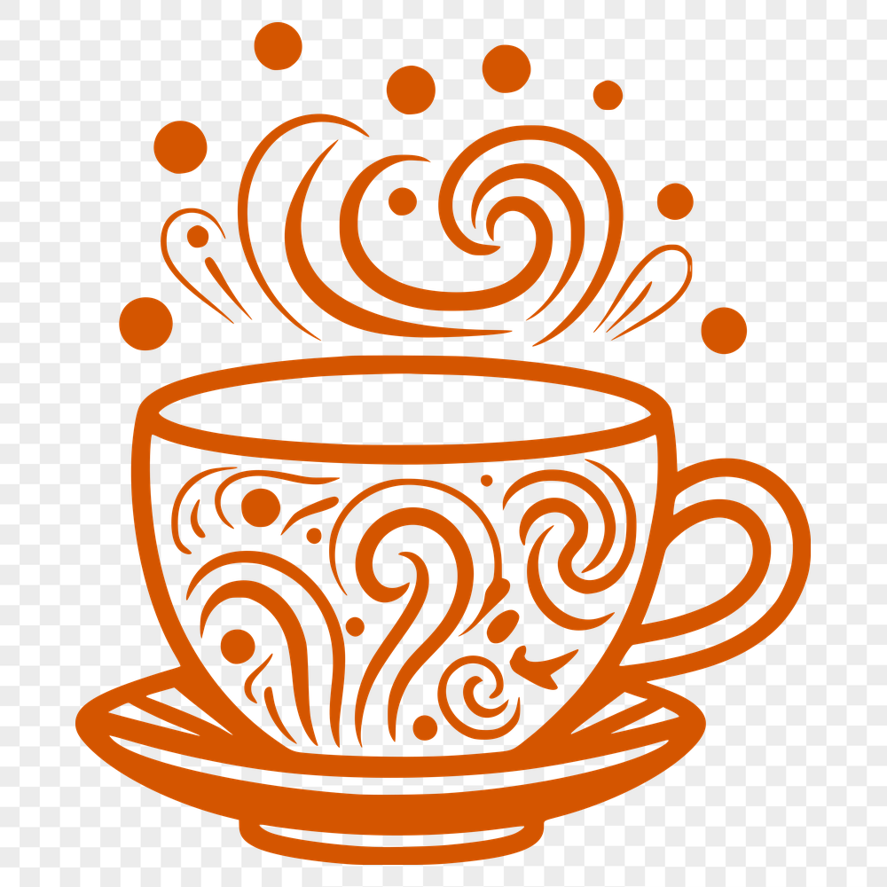 Artistic Coffee Cup PNG - Free Commercial Use Download