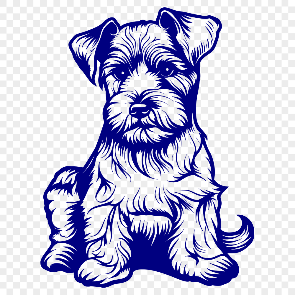 Artistic Sitting Miniature Schnauzer Digital Artwork