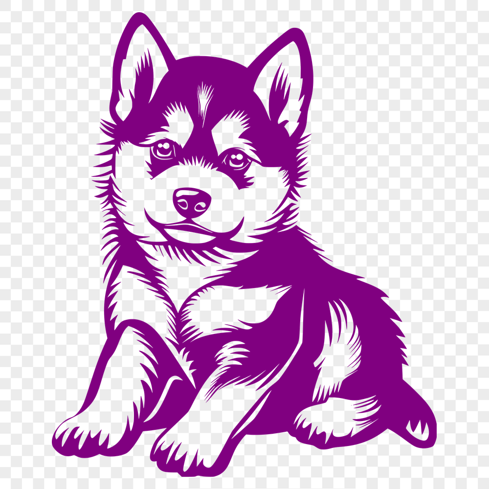 Unique Sitting Husky Clipart