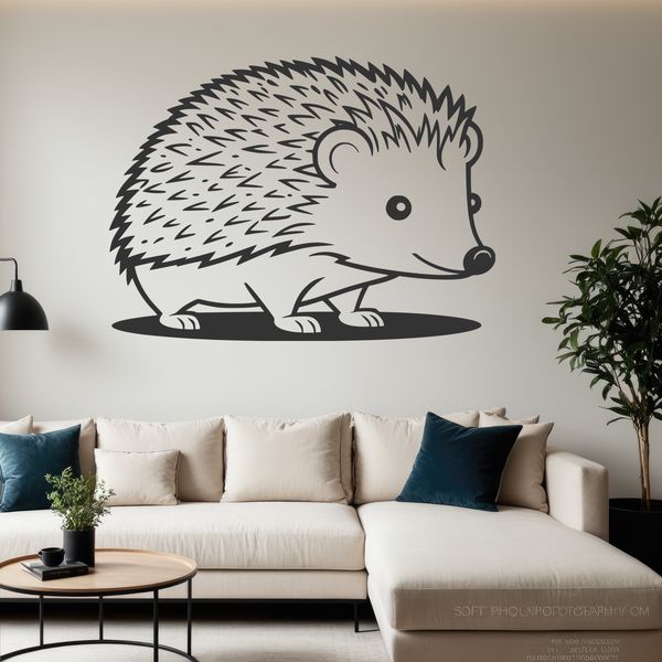 Cute Hedgehog Icon Art A detailed illustration of a small hedgehog with spines and facial features.