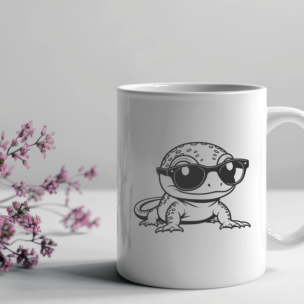 Cartoon Salamander Silhouette An illustration of a salamander wearing sunglasses in a cartoon style.