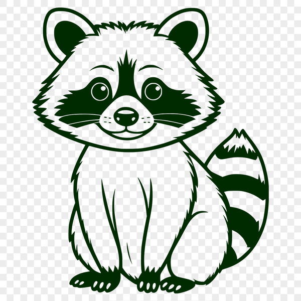 A detailed vector illustration of a racoon in various poses.