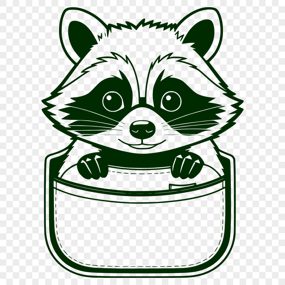 Cute Pocket Raccoon Clip Art A vector illustration of a raccoon peeking out from its pocket.