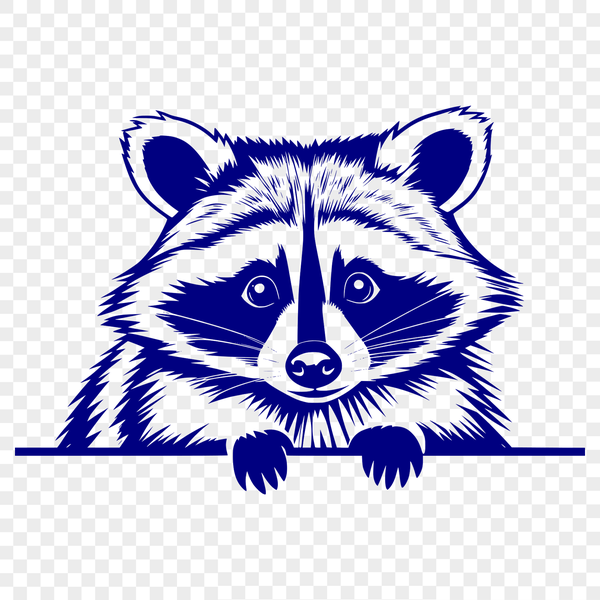 Cute Raccoon Silhouette Vector A digital illustration of a raccoon peeking out from behind a tree, suitable for vector art and design projects.