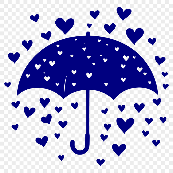 A colorful umbrella design with love hearts featuring a vector graphic illustration.