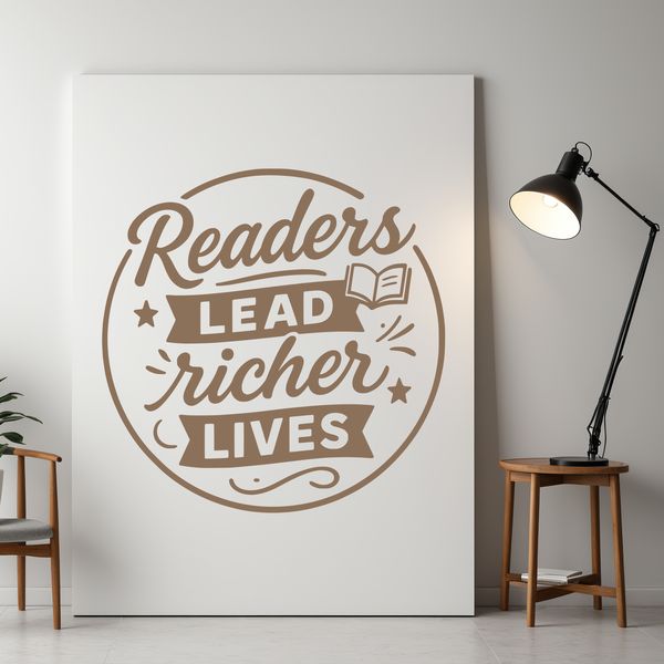 A stylized illustration of a person reading a book with inspirational quotes highlighted on the page.