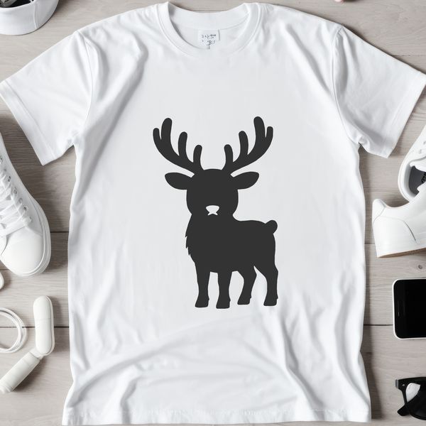 A stylized vector illustration of a reindeer in a Christmas setting.