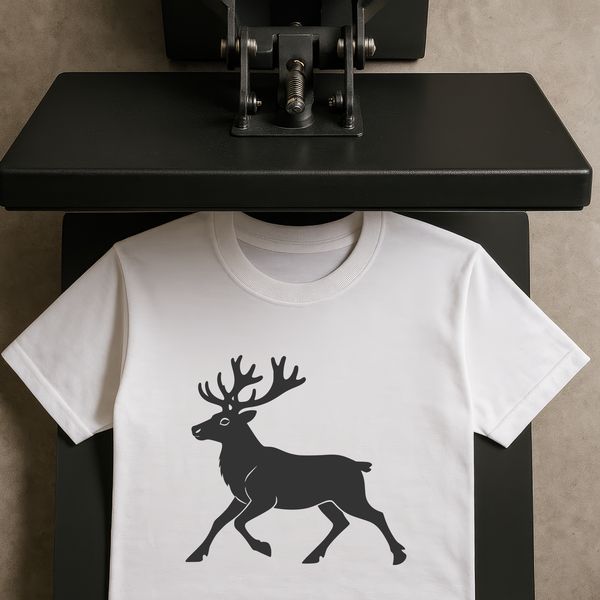 An SVG illustration of a reindeer in a festive Christmas setting.