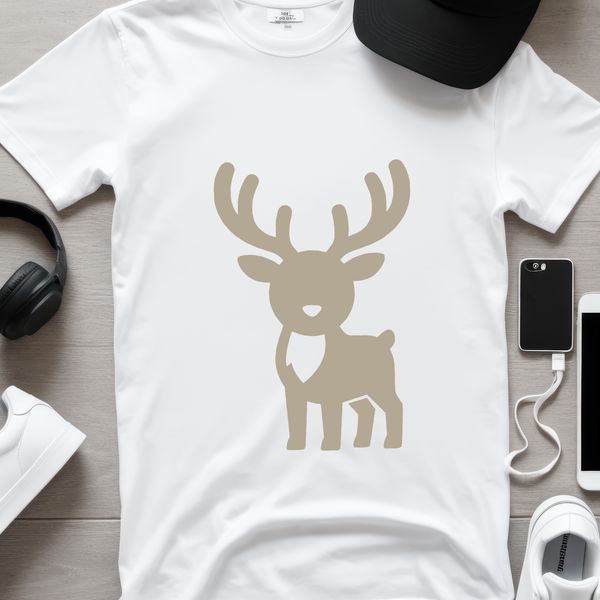 A stylized illustration of a reindeer in a festive atmosphere.