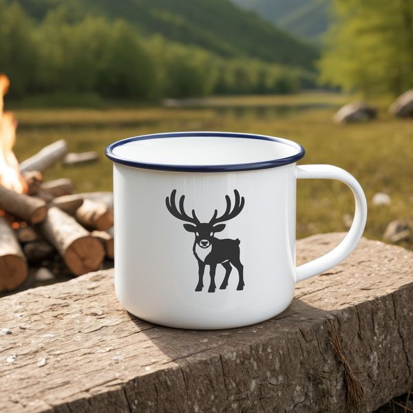 A stylized illustration of a reindeer with antlers, suitable for Christmas designs.