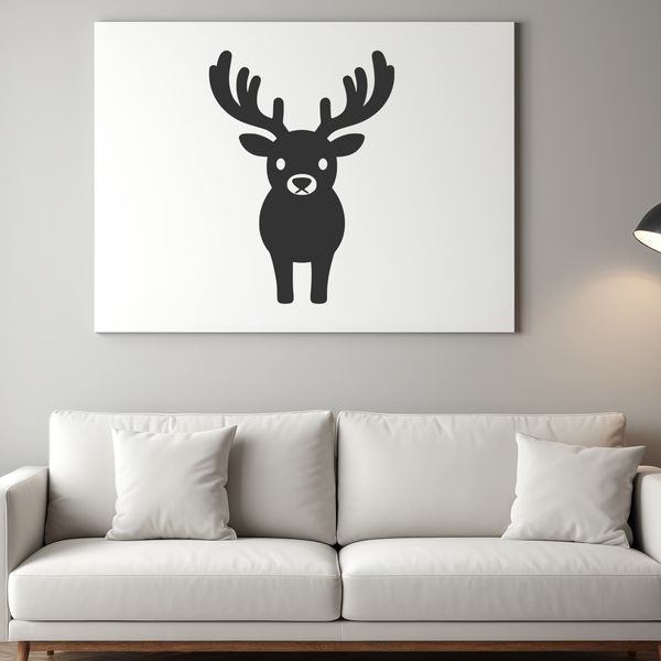 A vector illustration of a reindeer standing on snow.