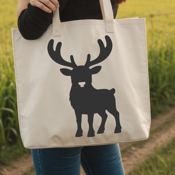 A vector illustration of a reindeer standing in a winter landscape, suitable for commercial and personal use.