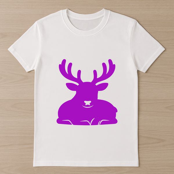 A white reindeer silhouette with antlers, suitable for Christmas and holiday designs.