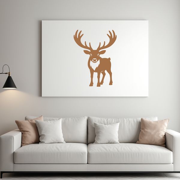 A stylized illustration of a reindeer in silhouette against a white background.