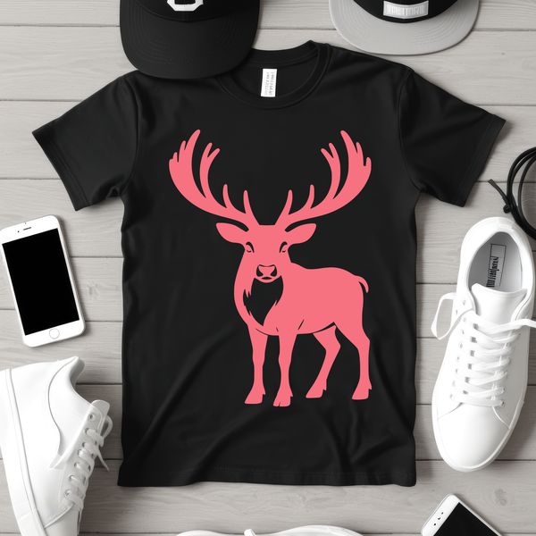 Reindeer animal silhouette with antlers and hooves, ideal for Christmas designs.