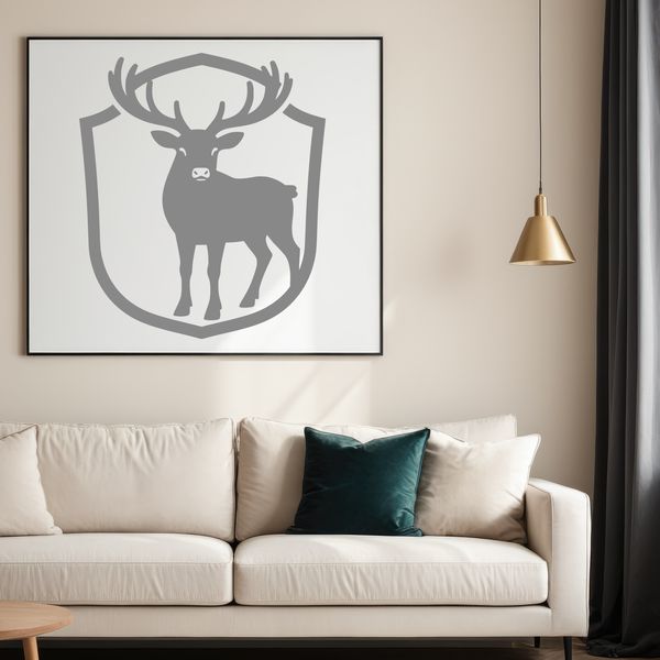 A stylized illustration of a reindeer in a festive Christmas setting.