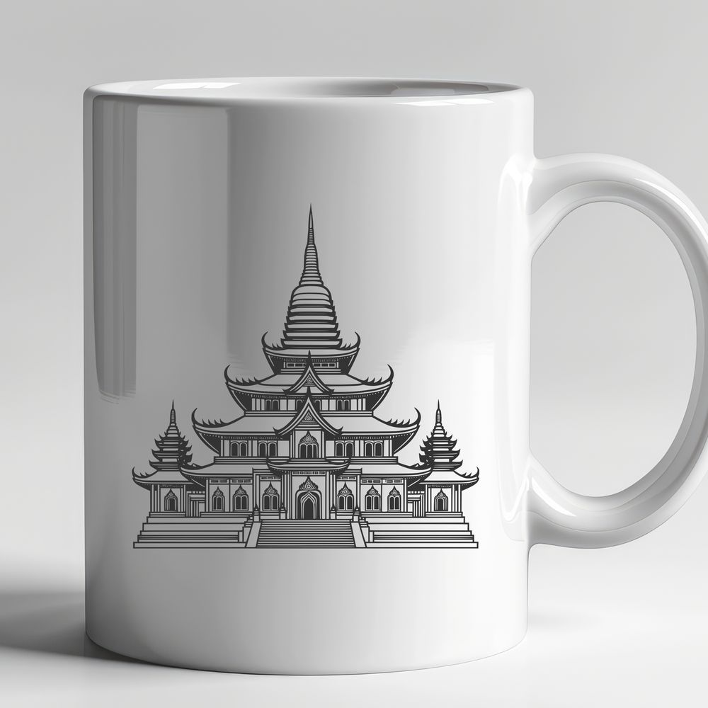 Relaxing Buddhist Temple Illustration A vector illustration of a serene Buddhist temple in a garden setting.