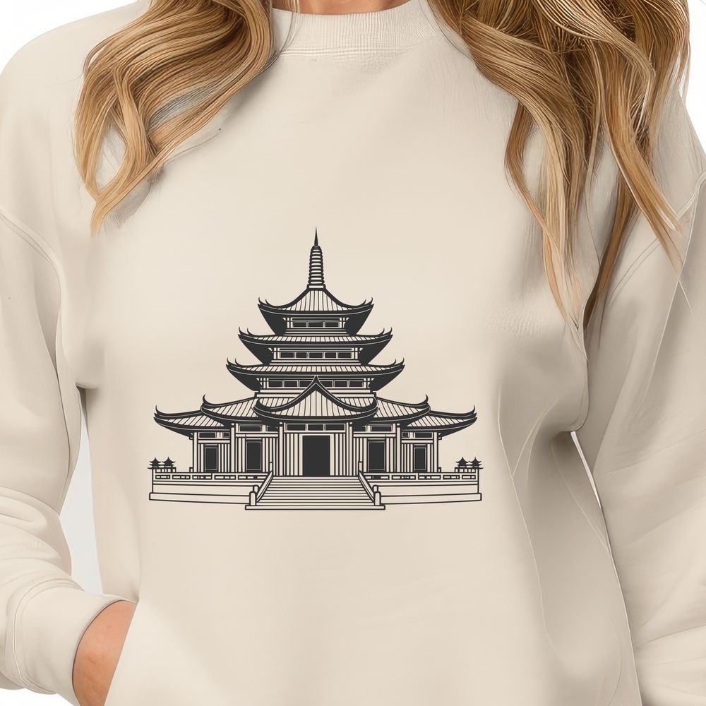Beautiful Buddhist Temple Clipart Detailed vector design of a traditional Buddhist temple with intricate architecture and ornate details.