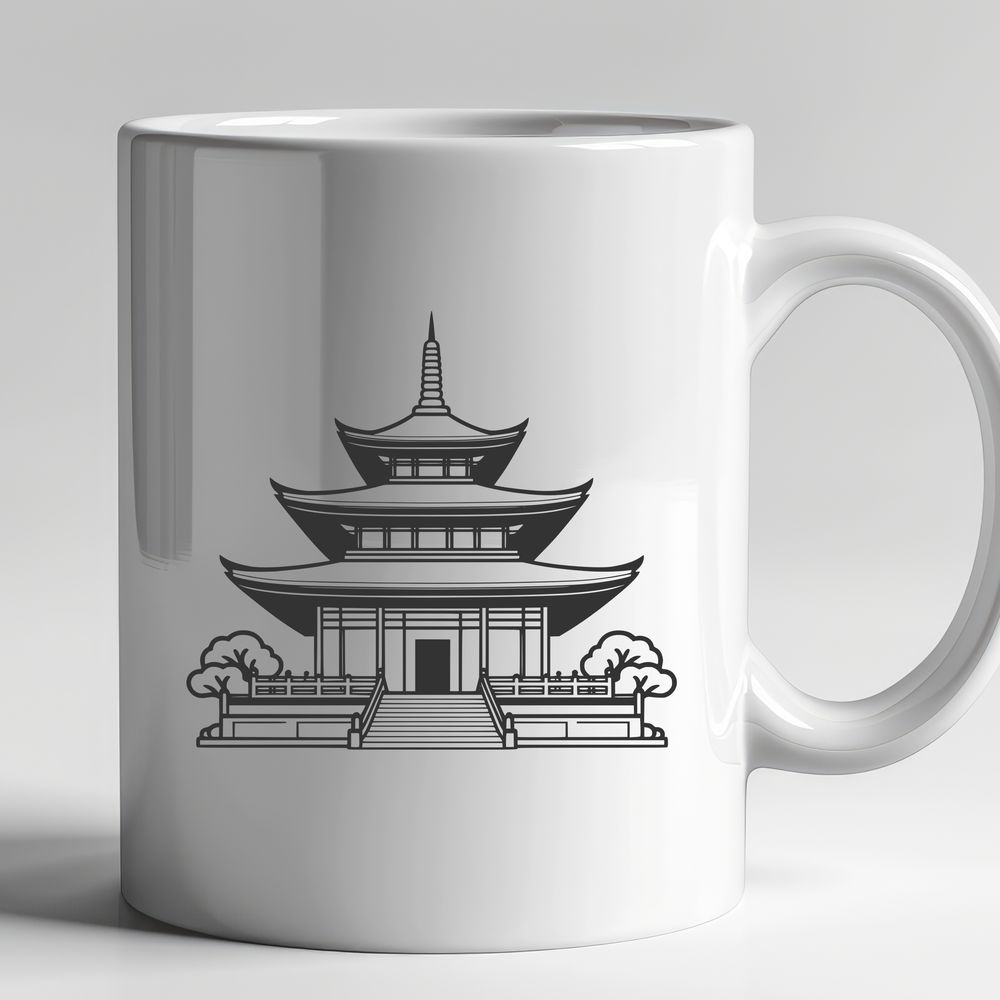 Traditional Buddhist Temple Ornate Design A traditional Buddhist temple with ornate architecture and intricate details, suitable for vector art designs.