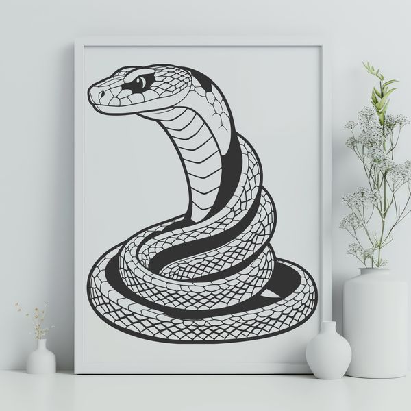 A digital illustration of a serpent, suitable for vector graphics and cutting machines.