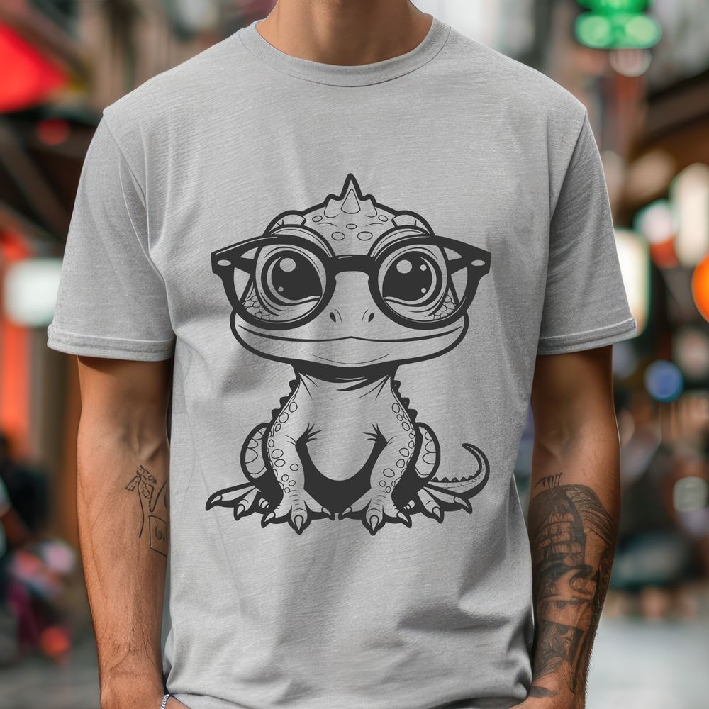 Stylish Scaly Friend Vector Art A reptile wearing glasses in a colorful illustration.