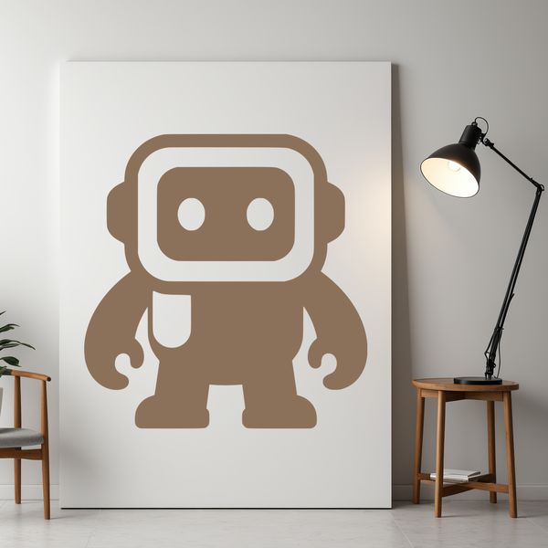 A futuristic robot silhouette in a simple design, ideal for cutting out with a Cricut or laser cutter.