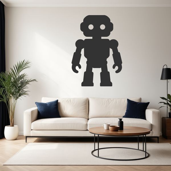 A detailed robotic figure with metallic body and mechanical limbs, designed for vector art and commercial use.