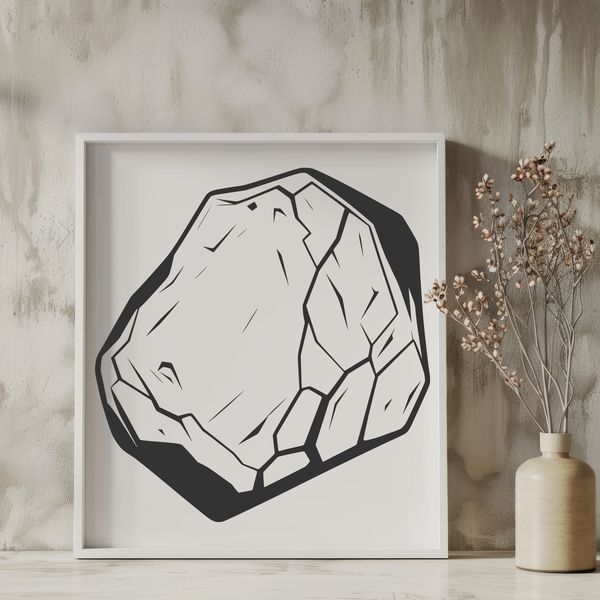 3D Rock Vector Design A digital illustration of a 3D rock shape, suitable for vector design and cutting machine applications.