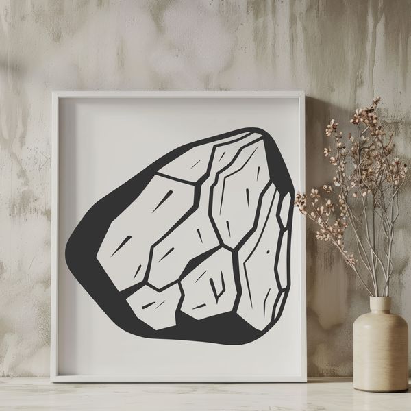 Geometric Rock Vector Art A digital illustration of a rock in vector format, suitable for graphic design and cutting machine projects.