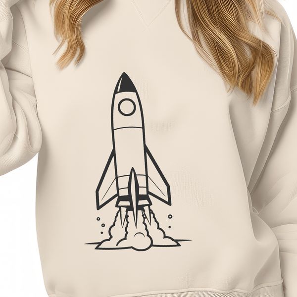 Vector Art Space Ship Illustration A detailed illustration of a futuristic spaceship designed as vector art for cutting machines or laser cutters.