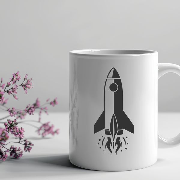 Modern Rocket Ship Design Free Download A futuristic spacecraft with sleek lines and glowing engines, designed as a vector graphic.