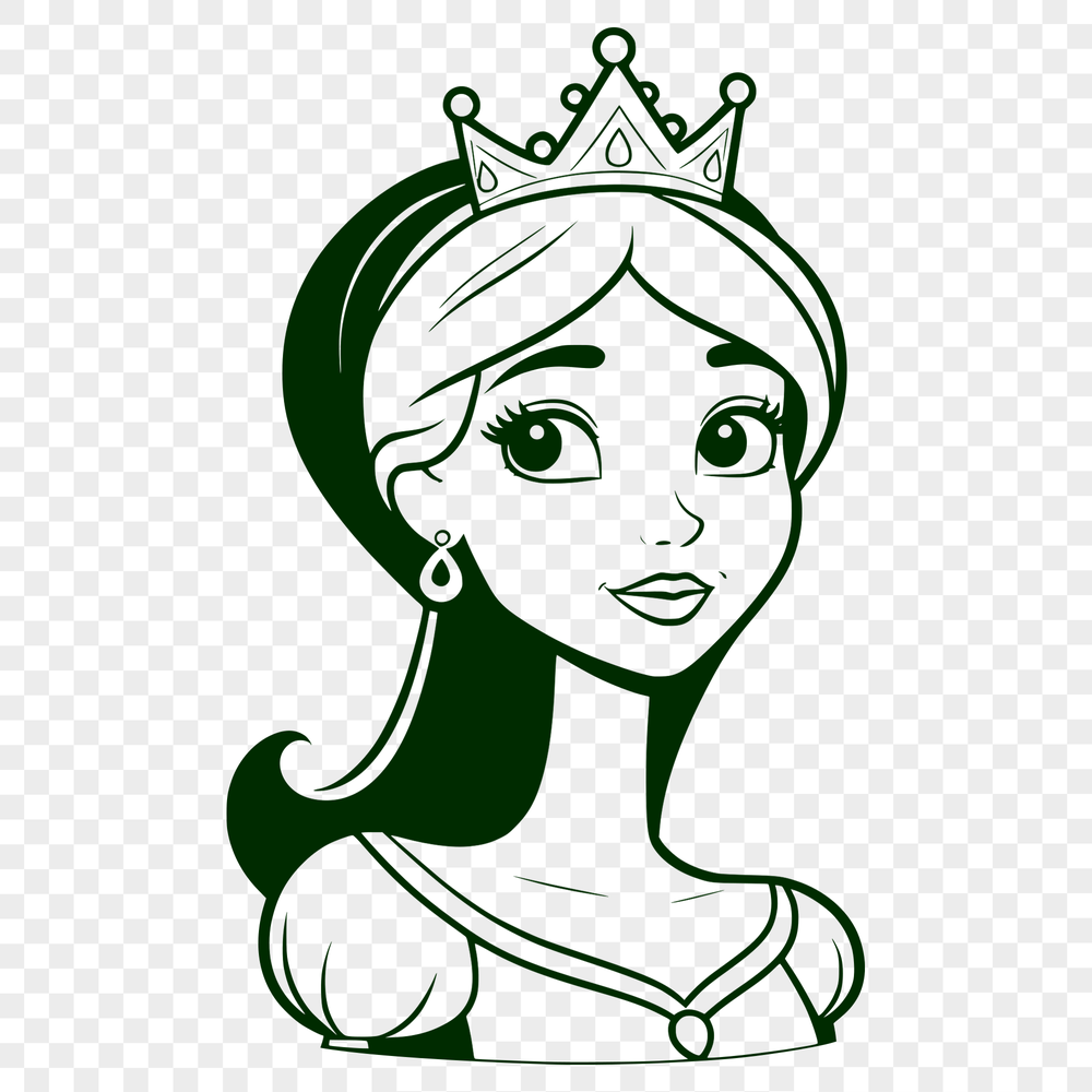 Young Female Royalty SVG Clip Art Design A young female princess character created as a vector graphic design.