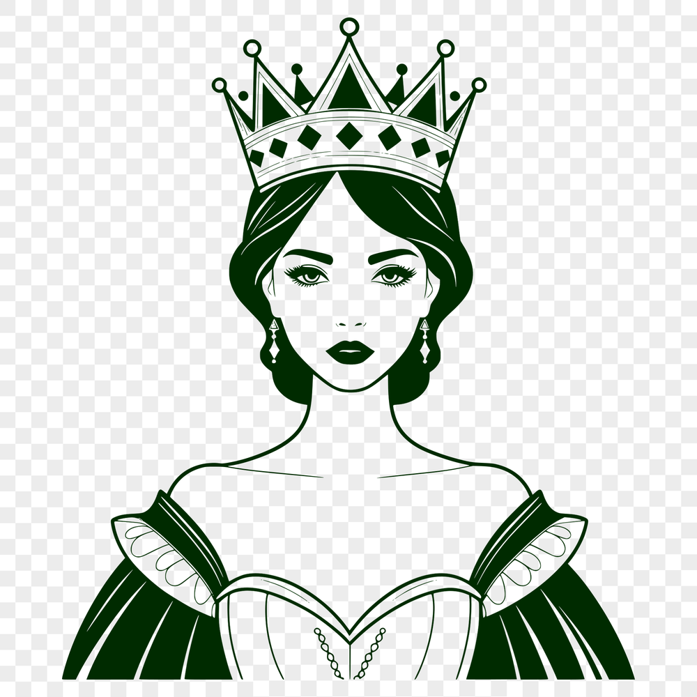 Beautiful Princess Vector Art A vector illustration of a female character dressed as a princess, suitable for various digital applications.
